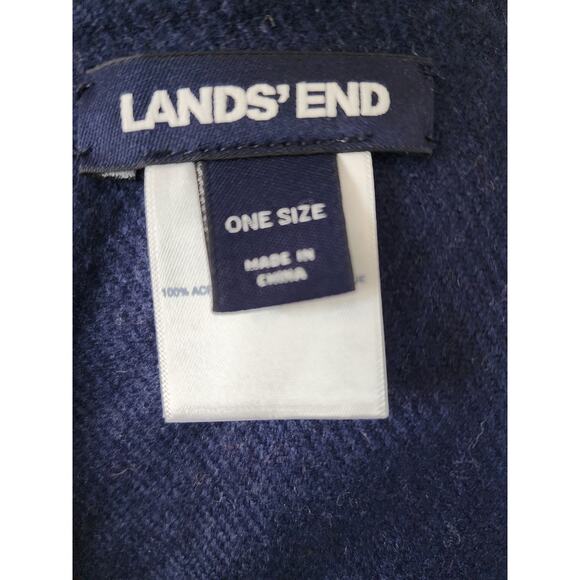 Lands' End Reversible Houndstooth Plaid Blanket Jacket Cape Mock Neck One Size - Picture 6 of 7